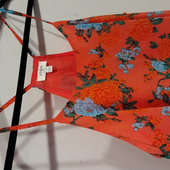 Umgee Floral Spaghetti Strap Swing Tank w/Lace Hem Size L- Cottagecore Romantic - Picture 3 of 6
